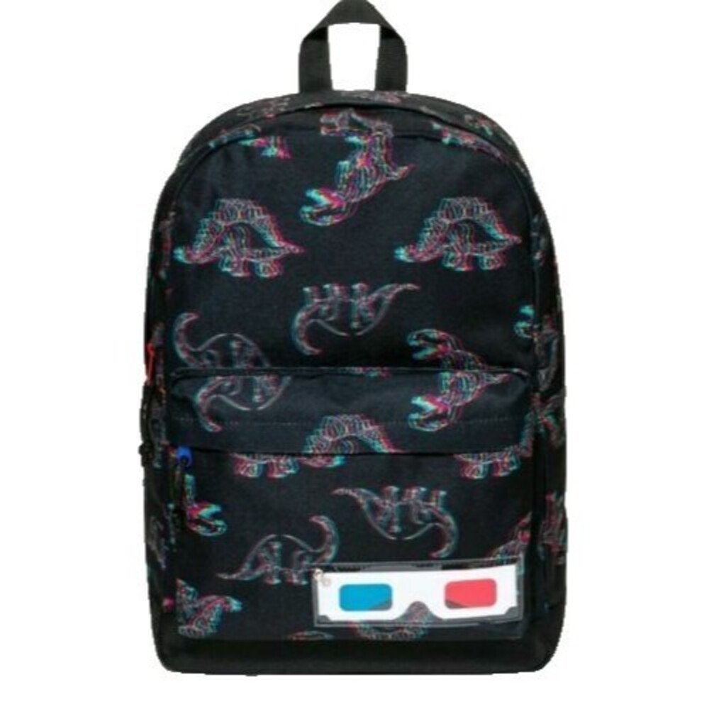 Cat & Jack Black Multi 3D Dinosaur Print Backpack + 3D Glasses NWT BTS School